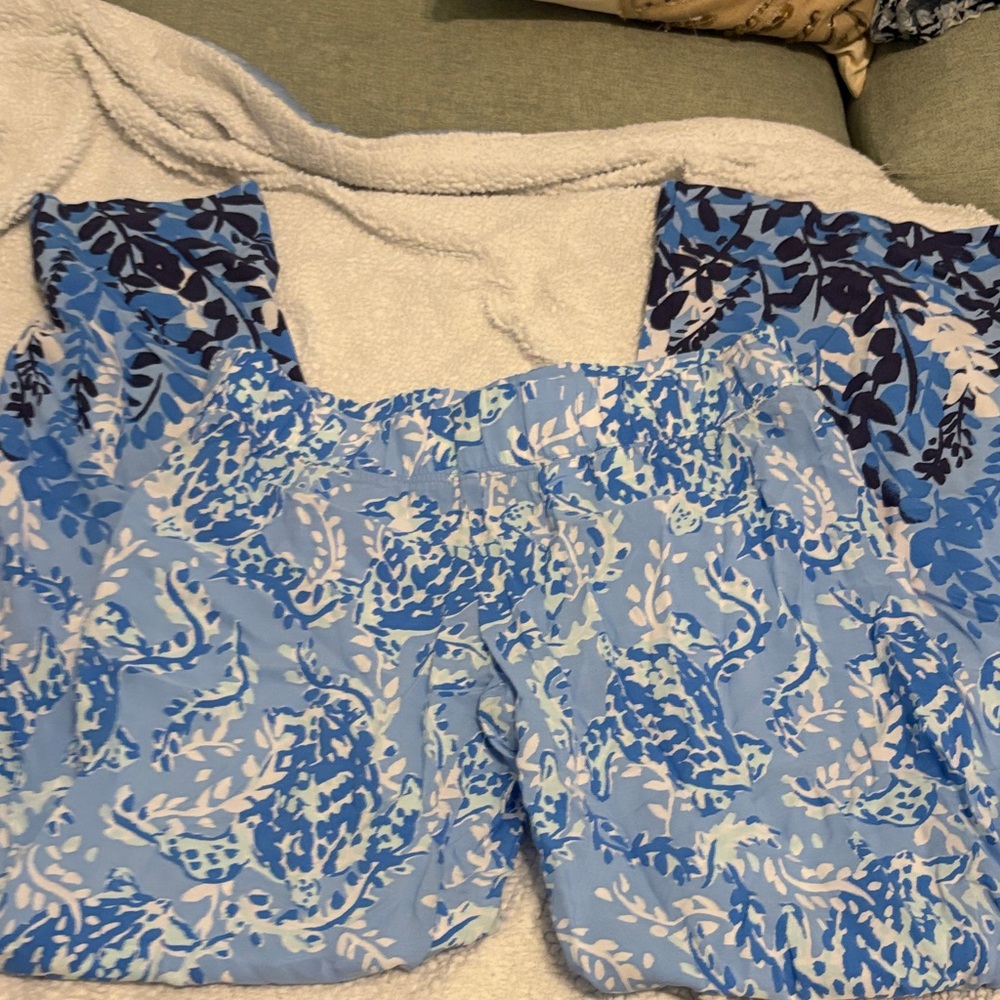 Lilly Pulitzer Blue and White Wide Leg Pants PALAZO Pant